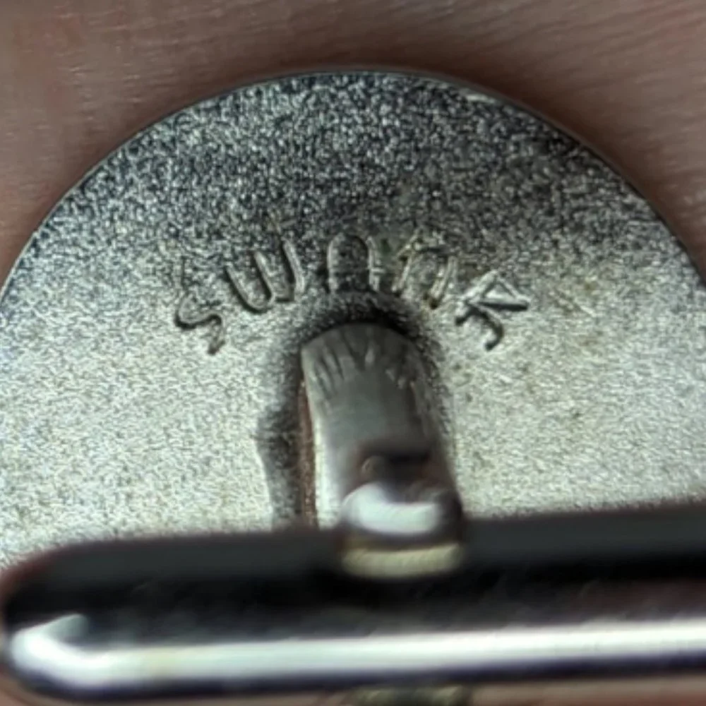 Swank Silver Tone Circle Cuff Links